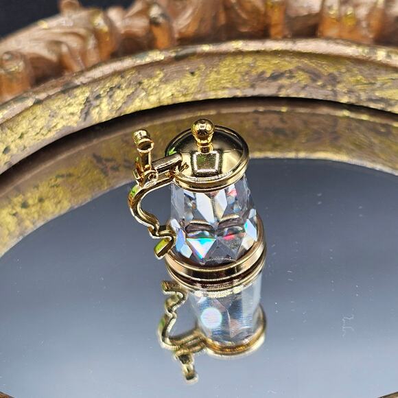 Swarovski Crystal Memories Beer Mug Figurine - Vintage Gold-Plated Miniature - Picture 4 of 4